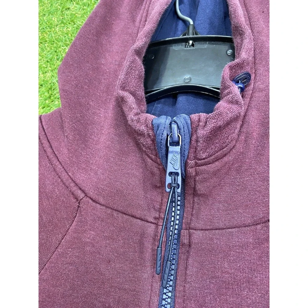 Nike Tech Hoodie Womens Medium Full Zip Hooded Fleece Burgundy Sportswear